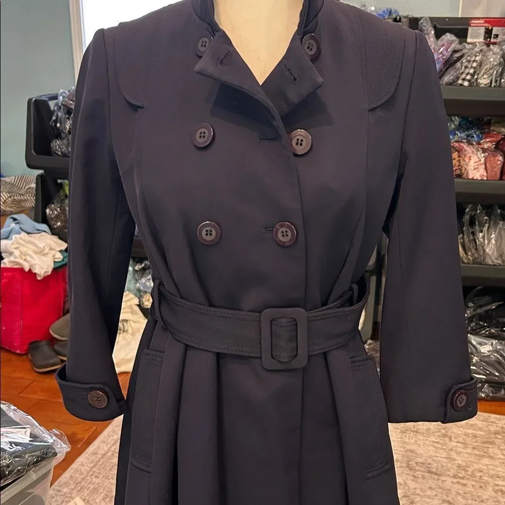 Reiss dark blue double breasted coat-three-quarter length sleeves fully lined XS